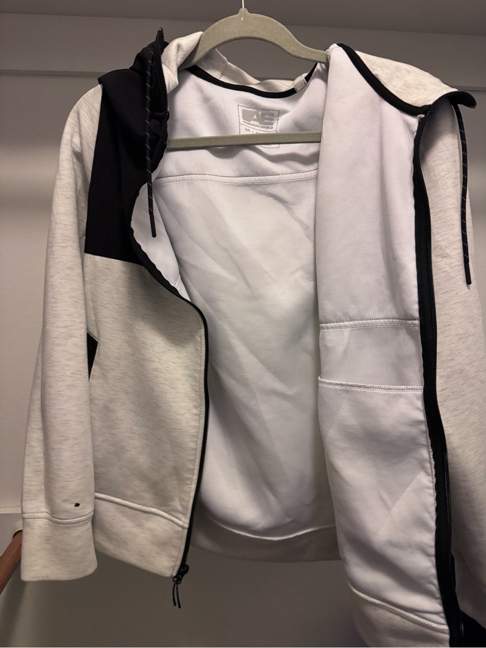 American Eagle Outfitters White and Black Hooded Zip Jacket